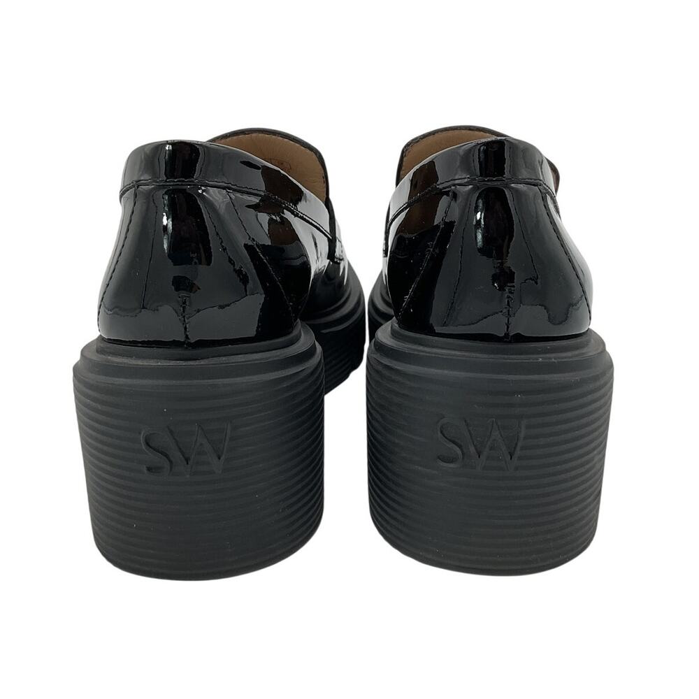 Stuart Weitzman Patent Black Blocklift Loafers Size 7.5 - Picture 7 of 8